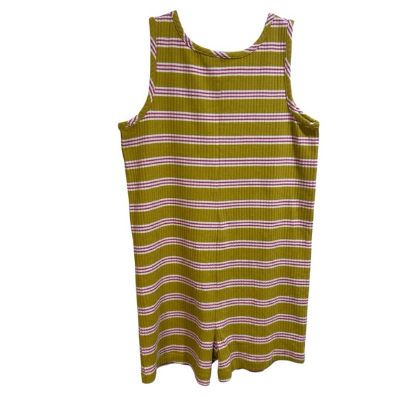 Hanna Andersson Yellow and Pink Striped Romper Size 6-7 - Picture 3 of 7